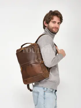 Рюкзак мужской из натуральной кожи для ноутбука 15" и документов A4