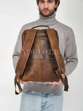 Рюкзак мужской из натуральной кожи для ноутбука 15" и документов A4