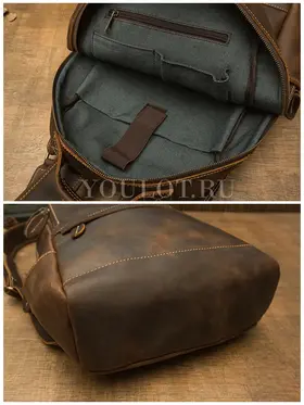 Рюкзак мужской из натуральной кожи для ноутбука 15" и документов A4