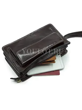 Клатч мужской с карманом для телефона и ручкой Briefcase 302 BROWN