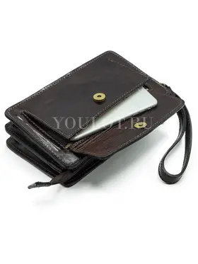 Клатч мужской с карманом для телефона и ручкой Briefcase 302 BROWN
