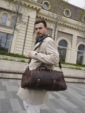 Сумка дорожная из натуральной кожи с отделом для обуви Briefcase 52