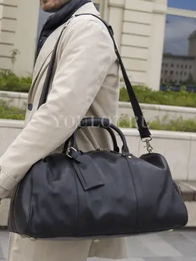 Сумка дорожная из натуральной кожи с отделением для обуви Briefcase 9804 черная