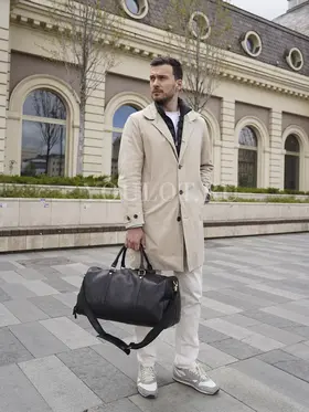 Сумка дорожная из натуральной кожи с отделением для обуви Briefcase 9804 черная