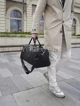 Сумка дорожная из натуральной кожи с отделением для обуви Briefcase 9804 черная