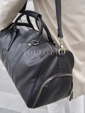 Сумка дорожная из натуральной кожи с отделением для обуви Briefcase 9804 черная