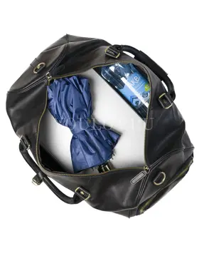 Сумка дорожная из натуральной кожи с отделением для обуви Briefcase 9804 черная