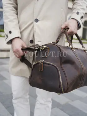 Сумка дорожная из натуральной кожи с отделением для обуви