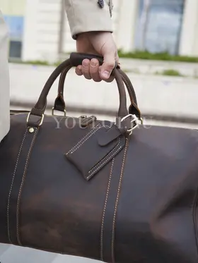 Сумка дорожная из натуральной кожи с отделением для обуви