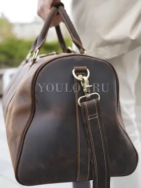 Сумка дорожная из натуральной кожи с отделением для обуви