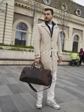 Сумка дорожная из натуральной кожи с отделением для обуви