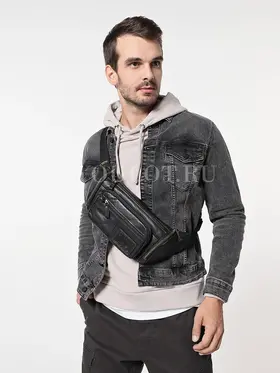 Сумка мужская через плечо Ruff Ryder 1395, бананка из натуральной кожи