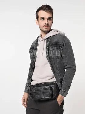 Сумка мужская через плечо Ruff Ryder 1395, бананка из натуральной кожи