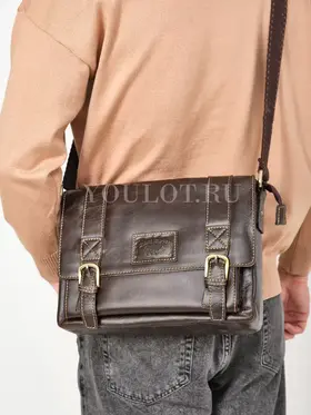 Сумка мужская через плечо Ruff Ryder 1470-3 большая A4 кожаная с клапаном