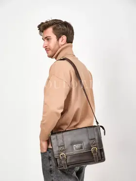 Сумка мужская через плечо Ruff Ryder 1470-3 большая A4 кожаная с клапаном