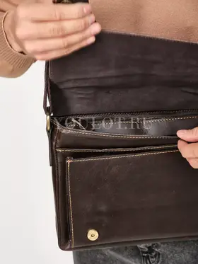 Сумка мужская через плечо Ruff Ryder 1470-3 большая A4 кожаная с клапаном