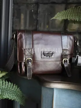 Сумка мужская через плечо Ruff Ryder 1470-3 большая A4 кожаная с клапаном