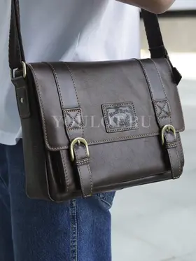 Сумка мужская через плечо Ruff Ryder 1470 большая A4 из натуральной кожи