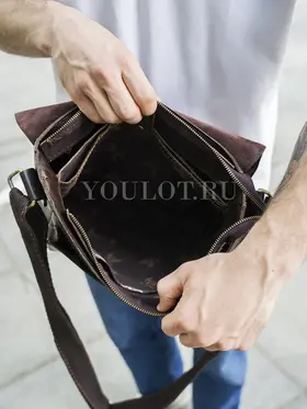 Сумка мужская через плечо Ruff Ryder 1470 большая A4 из натуральной кожи