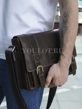 Сумка мужская через плечо Ruff Ryder 1470 большая A4 из натуральной кожи