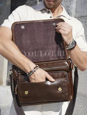 Сумка мужская через плечо Ruff Ryder A4 большая кожаная Old Money