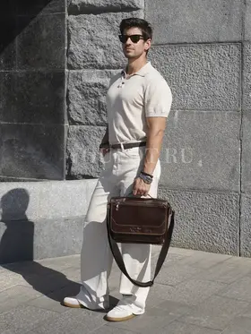 Сумка мужская через плечо Ruff Ryder A4 большая кожаная Old Money