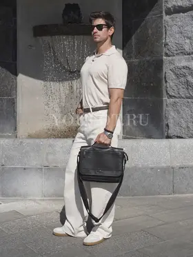 Сумка мужская через плечо Ruff Ryder 1497 A4 большая кожаная Old Money