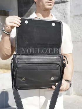 Сумка мужская через плечо Ruff Ryder 1497 A4 большая кожаная Old Money