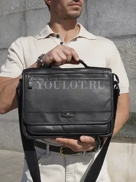 Сумка мужская через плечо Ruff Ryder 1497 A4 большая кожаная Old Money