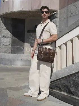 Сумка мужская через плечо Ruff Ryder 1781-1 A4 большая кожаная