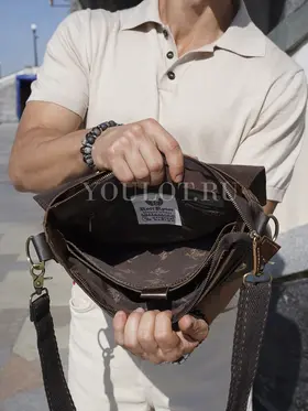 Сумка мужская через плечо Ruff Ryder 1781-1 A4 большая кожаная