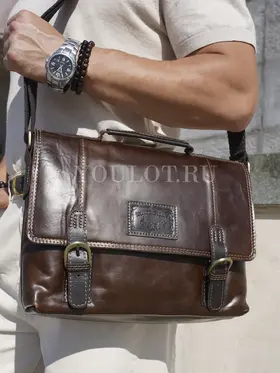 Сумка мужская Ruff Ryder 1901-1 для документов A4 большая из натуральной кожи