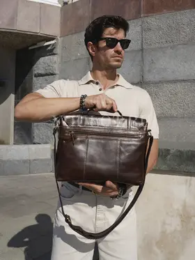 Сумка мужская Ruff Ryder 1901-1 для документов A4 большая из натуральной кожи