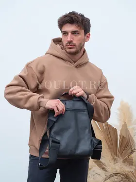 Рюкзак мужской из натуральной кожи Ruff Ryder черный