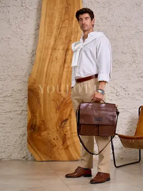 Сумка мужская через плечо Ruff Ryder 2085-1 A4 большая кожаная, портфель Old Money