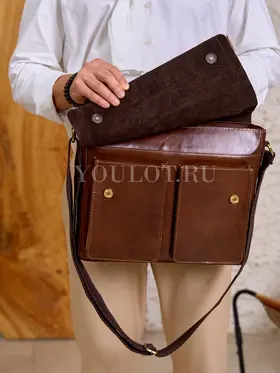 Сумка мужская через плечо Ruff Ryder 2085-1 A4 большая кожаная, портфель Old Money