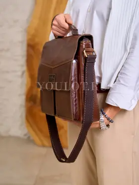 Сумка мужская через плечо Ruff Ryder 2085-1 A4 большая кожаная, портфель Old Money