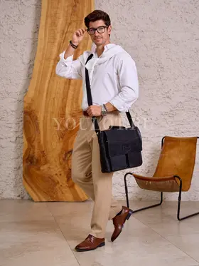 Сумка мужская через плечо Ruff Ryder 2085 A4 большая кожаная, портфель Old Money