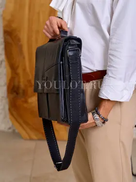 Сумка мужская через плечо Ruff Ryder 2085 A4 большая кожаная, портфель Old Money