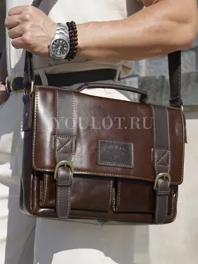 Сумка мужская через плечо Ruff Ryder 2090-1 большая A4 кожаная