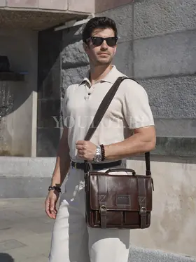 Сумка мужская через плечо Ruff Ryder 2090-1 большая A4 кожаная