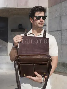 Сумка мужская через плечо Ruff Ryder 2090-1 большая A4 кожаная