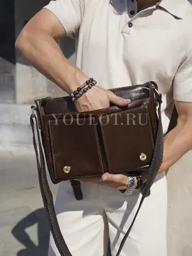 Сумка мужская через плечо Ruff Ryder 2090-1 большая A4 кожаная