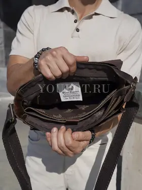 Сумка мужская через плечо Ruff Ryder 2090-1 большая A4 кожаная