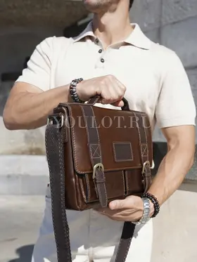 Сумка мужская через плечо Ruff Ryder 2090-1 большая A4 кожаная