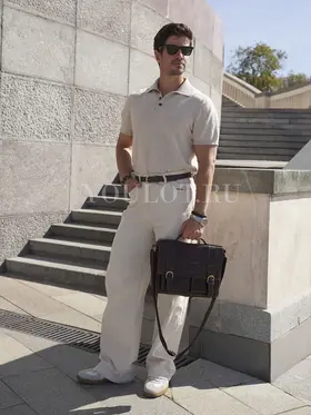 Сумка мужская через плечо Ruff Ryder 2090-1 большая A4 кожаная