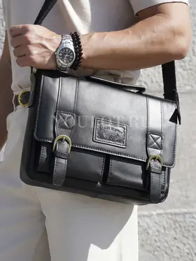 Сумка мужская через плечо Ruff Ryder 2090 A4 большая кожаная