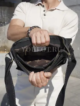 Сумка мужская через плечо Ruff Ryder 2090 A4 большая кожаная