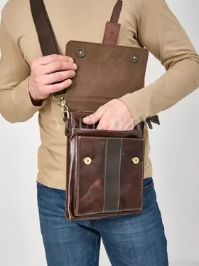 Сумка через плечо Ruff Ryder 2098, барсетка кожаная натуральная Old Money