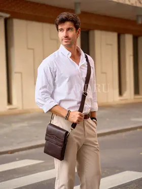 Сумка мужская через плечо Ruff Ryder 3546 из натуральной кожи брендовая